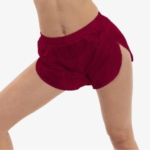 Nylon Taffeta Shorts in Burgundy by Los Angeles Apparel